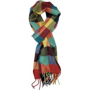 Men and Womend Yellow-burgundy Winter Cashmer Scarf Soft Luxurious Plum Feathers